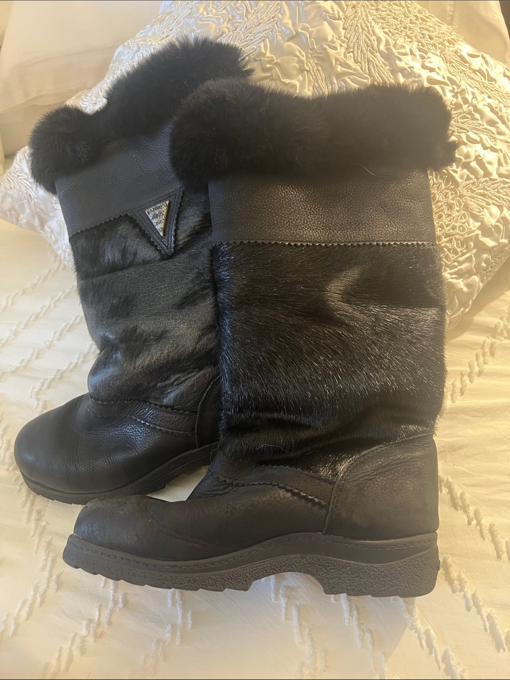 Black Mid-Calf RANCH MINK Fur Winter Boots - Women